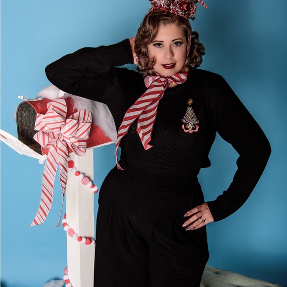 Kitschmas Hat Long Sleeve Sweater in Black - Picture 2 of 2